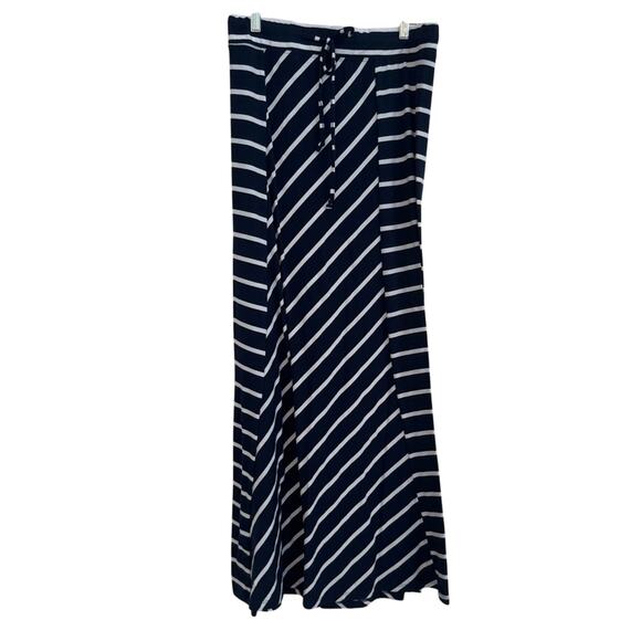 Maurice’s Women’s Soft Navy/White Striped Fit/Flare Drawstring Maxi Skirt Size M - Picture 1 of 4